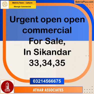 Commercial Plot for Sale in Alamgir Commercial -  Bahria Town, Lahore - (BP-222007)