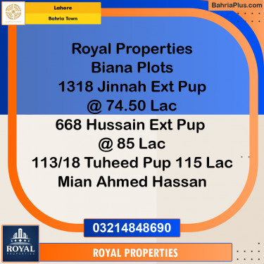 5 Marla Residential Plot for Sale in Bahria Town, Lahore - (BP-222036)