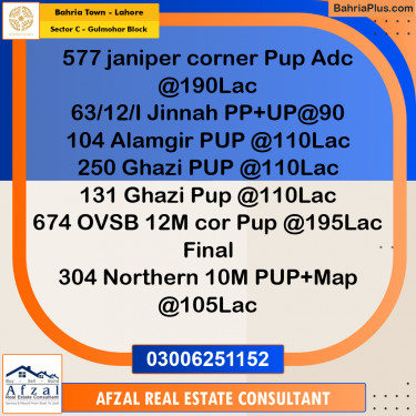 10 Marla Residential Plot for Sale in Sector C - Gulmohar Block -  Bahria Town, Lahore - (BP-222048)
