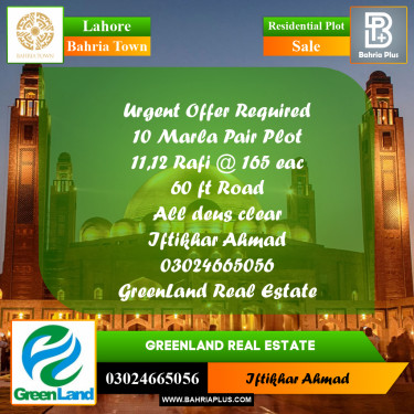 Residential Plot for Sale in Bahria Town, Lahore - (BP-222103)