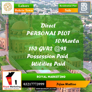 Residential Plot for Sale in Bahria Town, Lahore - (BP-222168)