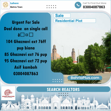 Residential Plot for Sale in Bahria Town, Lahore - (BP-222180)