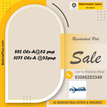 5 Marla Residential Plot for Sale in OLC-A Block -  Bahria Orchard, Lahore - (BP-222201)