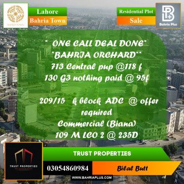 Residential Plot for Sale in Bahria Town, Lahore - (BP-222217)