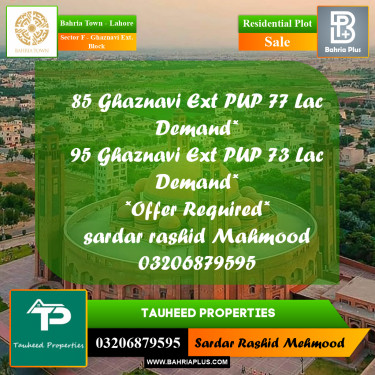 Residential Plot for Sale in Sector F - Ghaznavi Ext. Block -  Bahria Town, Lahore - (BP-222228)
