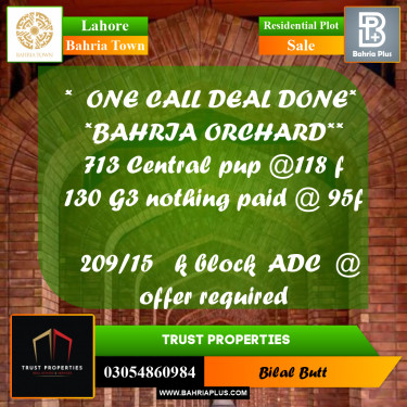 Residential Plot for Sale in Bahria Town, Lahore - (BP-222278)