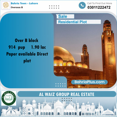 10 Marla Residential Plot for Sale in Overseas B -  Bahria Town, Lahore - (BP-222291)