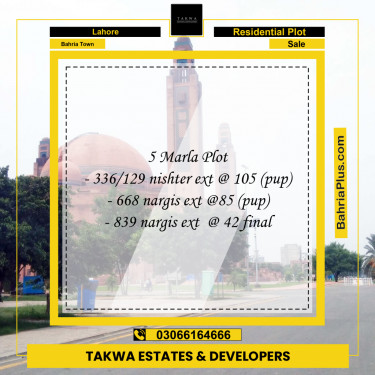 Residential Plot for Sale in Bahria Town, Lahore - (BP-222305)