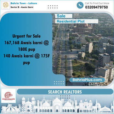 10 Marla Residential Plot for Sale in Sector B - Awais Qarni -  Bahria Town, Lahore - (BP-222382)
