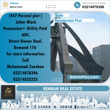 Residential Plot for Sale in Bahria Town, Lahore - (BP-222388)