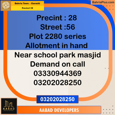 125 Sq. Yards Residential Plot for Sale in Precinct 28 -  Bahria Town, Karachi - (BP-222401)