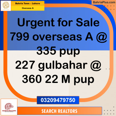 1 Kanal Residential Plot for Sale in Overseas A -  Bahria Town, Lahore - (BP-222424)