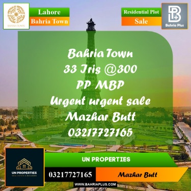 Residential Plot for Sale in Bahria Town, Lahore - (BP-222436)