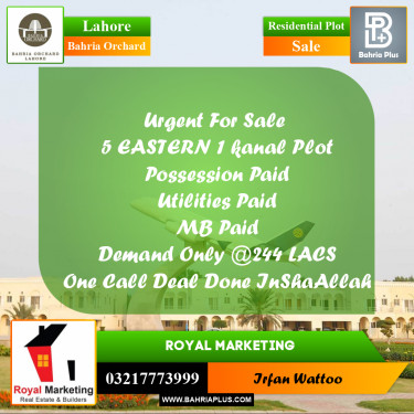 Residential Plot for Sale in Bahria Orchard, Lahore - (BP-222440)