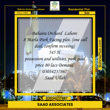 Residential Plot for Sale in Phase 2 - H Block -  Bahria Orchard, Lahore - (BP-222460)