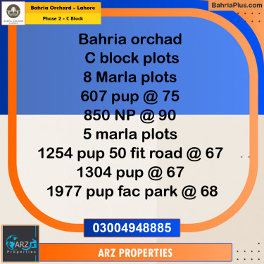 Residential Plot for Sale in Phase 2 - C Block -  Bahria Orchard, Lahore - (BP-222488)