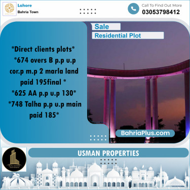 Residential Plot for Sale in Bahria Town, Lahore - (BP-222510)