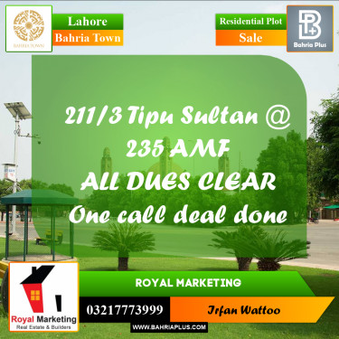 Residential Plot for Sale in Bahria Town, Lahore - (BP-222551)