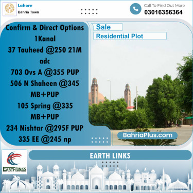 Residential Plot for Sale in Bahria Town, Lahore - (BP-222573)