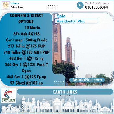 Residential Plot for Sale in Bahria Town, Lahore - (BP-222574)