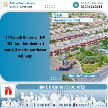 5 Marla Residential Plot for Sale in Sector E - Jinnah Block -  Bahria Town, Lahore - (BP-222597)