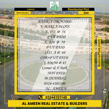 Residential Plot for Sale in Bahria Orchard, Lahore - (BP-222638)