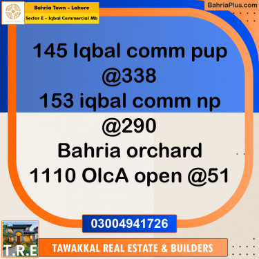 5 Marla Commercial Plot for Sale in Sector E - Iqbal Commercial MB -  Bahria Town, Lahore - (BP-222659)