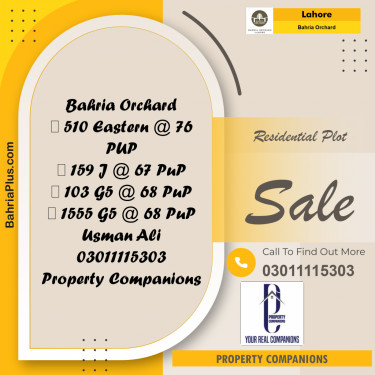 Residential Plot for Sale in Bahria Orchard, Lahore - (BP-222686)
