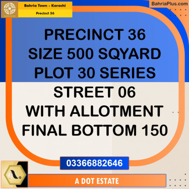 500 Sq. Yards Residential Plot for Sale in Precinct 36 -  Bahria Town, Karachi - (BP-222781)