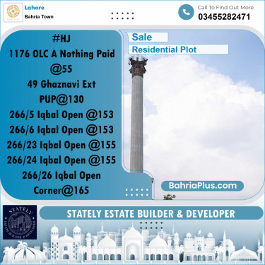 Residential Plot for Sale in Bahria Town, Lahore - (BP-222808)