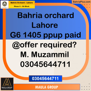 10 Marla Residential Plot for Sale in Phase 4 - G6 Block -  Bahria Orchard, Lahore - (BP-222870)