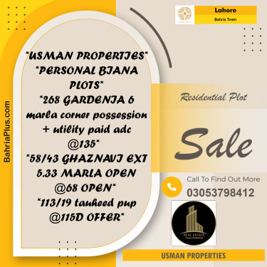 Residential Plot for Sale in Bahria Town, Lahore - (BP-222894)