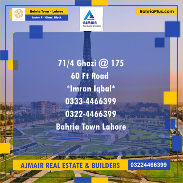 1 Kanal Residential Plot for Sale in Sector F - Ghazi Block -  Bahria Town, Lahore - (BP-222921)