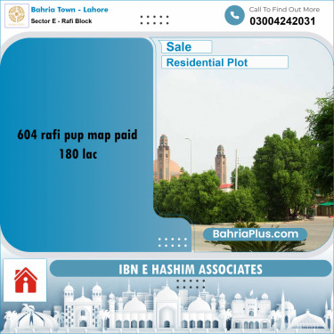 10 Marla Residential Plot for Sale in Sector E - Rafi Block -  Bahria Town, Lahore - (BP-222925)