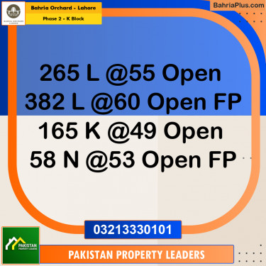 5 Marla Residential Plot for Sale in Phase 2 - K Block -  Bahria Orchard, Lahore - (BP-223010)