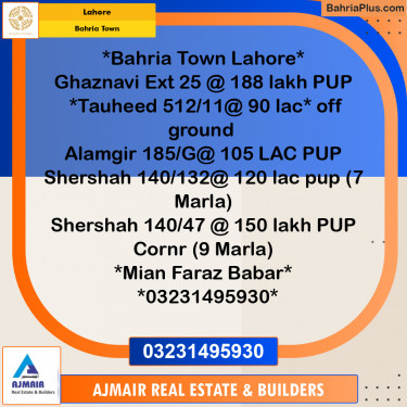 Residential Plot for Sale in Bahria Town, Lahore - (BP-223013)