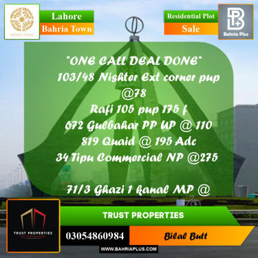 Residential Plot for Sale in Bahria Town, Lahore - (BP-223017)