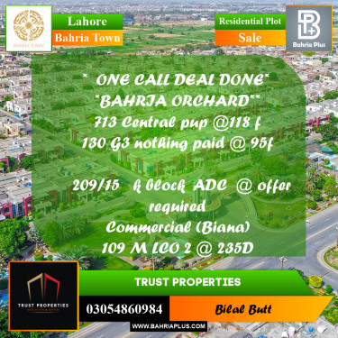 Residential Plot for Sale in Bahria Town, Lahore - (BP-223018)