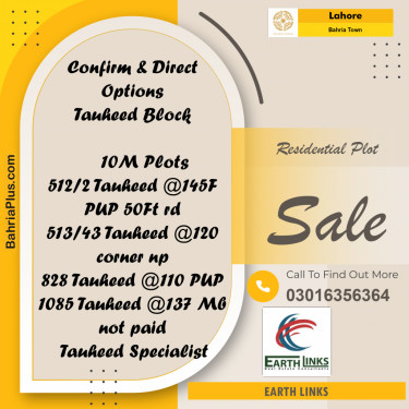 Residential Plot for Sale in Bahria Town, Lahore - (BP-223068)