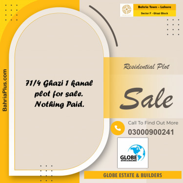 1 Kanal Residential Plot for Sale in Sector F - Ghazi Block -  Bahria Town, Lahore - (BP-223084)