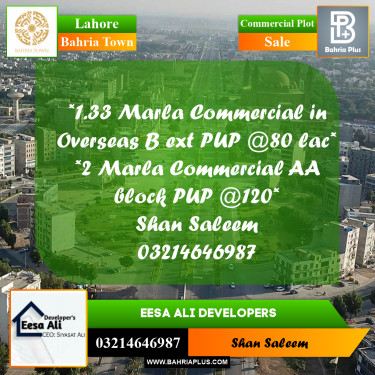 Commercial Plot for Sale in Bahria Town, Lahore - (BP-223151)