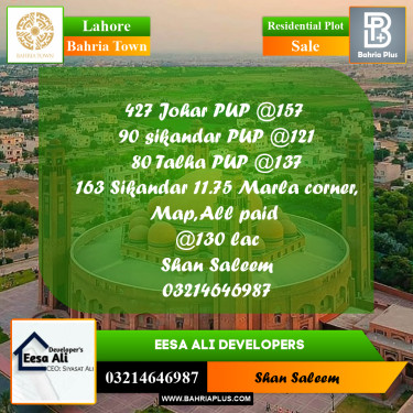 Residential Plot for Sale in Bahria Town, Lahore - (BP-223152)