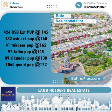 Residential Plot for Sale in Bahria Town, Lahore - (BP-223160)