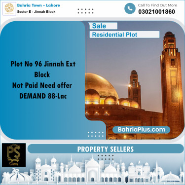 5 Marla Residential Plot for Sale in Sector E - Jinnah Block -  Bahria Town, Lahore - (BP-223177)