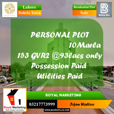 Residential Plot for Sale in Bahria Town, Lahore - (BP-223189)