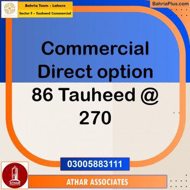 5 Marla Commercial Plot for Sale in Sector F - Tauheed Commercial -  Bahria Town, Lahore - (BP-223196)