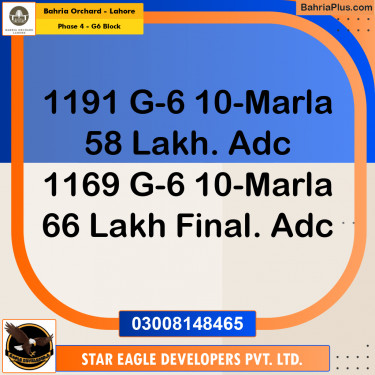 10 Marla Residential Plot for Sale in Phase 4 - G6 Block -  Bahria Orchard, Lahore - (BP-223258)