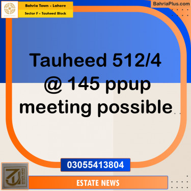 Residential Plot for Sale in Sector F - Tauheed Block -  Bahria Town, Lahore - (BP-223260)