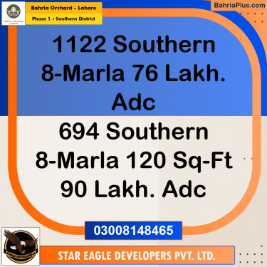 8 Marla Residential Plot for Sale in Phase 1 - Southern District -  Bahria Orchard, Lahore - (BP-223269)