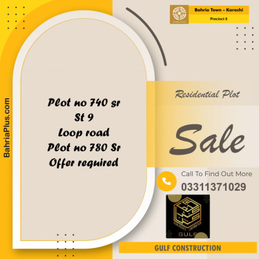 250 Sq. Yards Residential Plot for Sale in Precinct 8 -  Bahria Town, Karachi - (BP-223343)